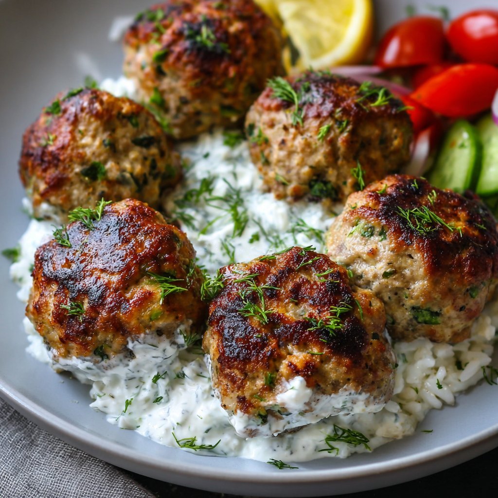 Greek Turkey Meatballs with Tzatziki Sauce