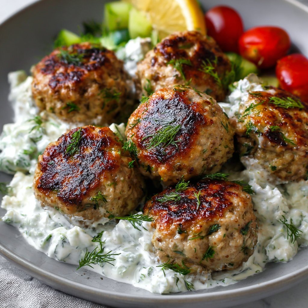 Greek Turkey Meatballs with Tzatziki Sauce