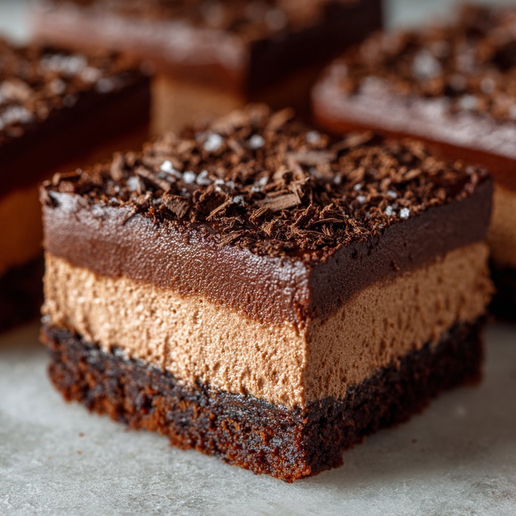 Fudgy Brownies with Rich Chocolate Mousse Topping
