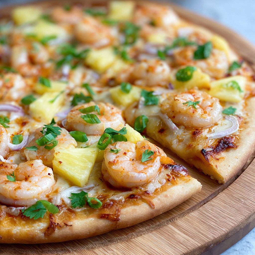Tropical Shrimp Pizza with Pineapple Burst