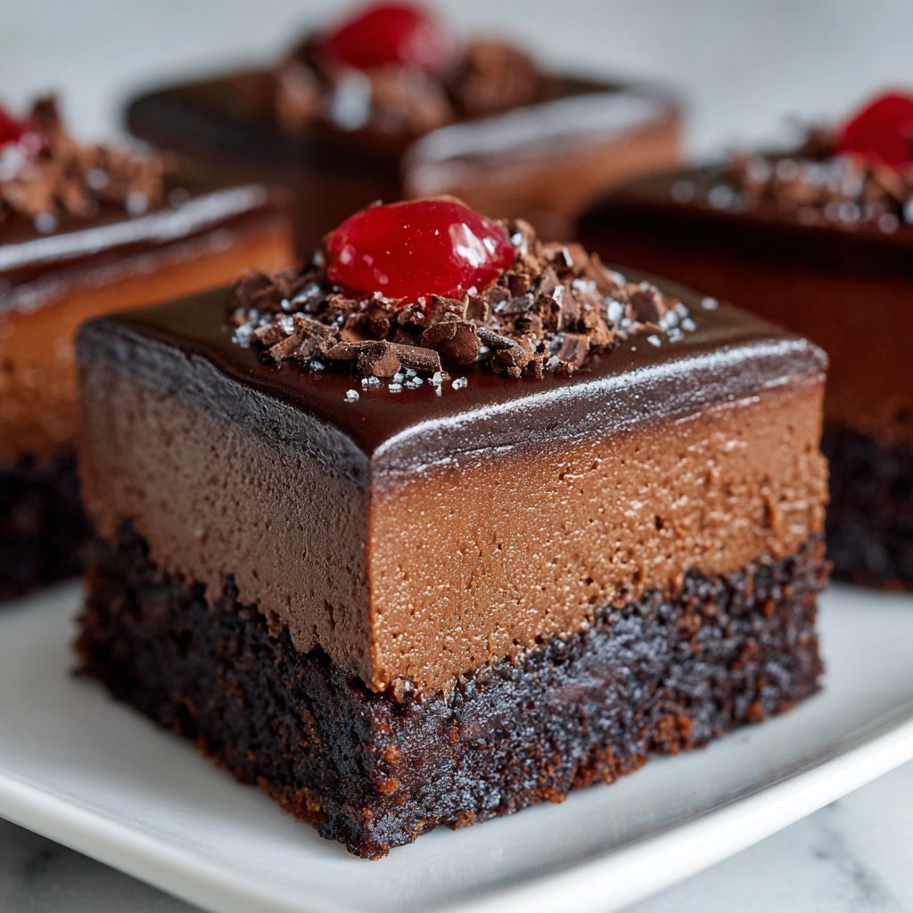 Fudgy Brownies with Rich Chocolate Mousse Topping