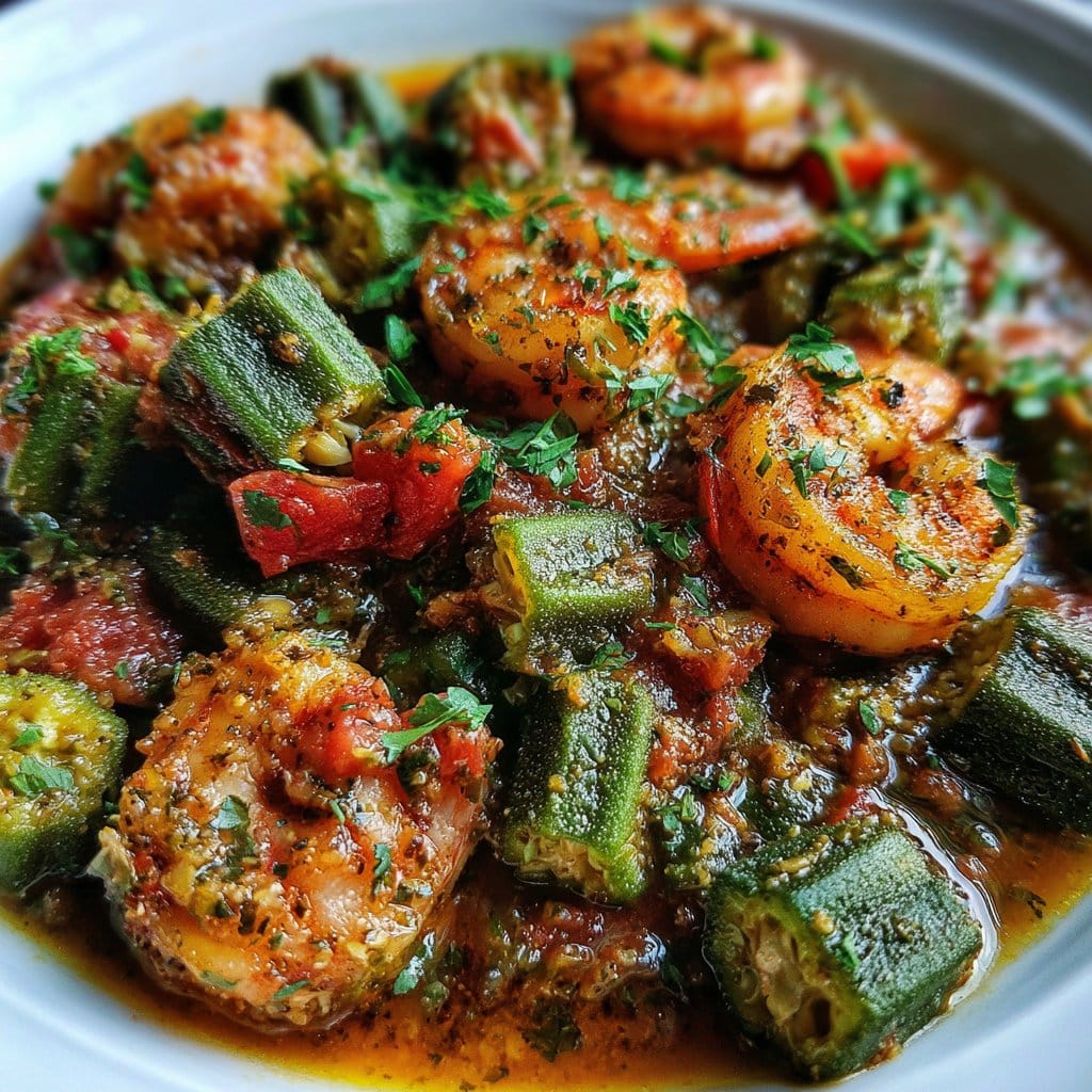 Smothered Okra With Shrimp