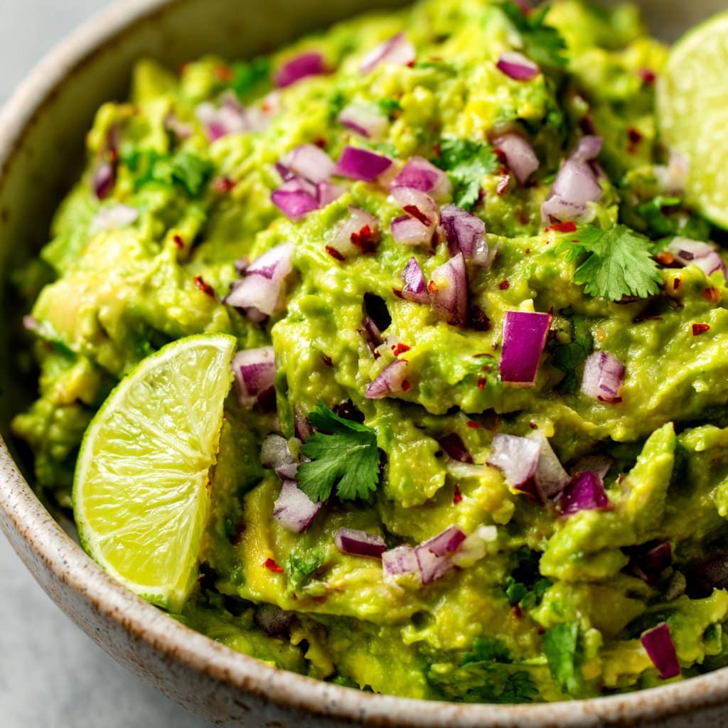 Fresh Guacamole Recipe with Lime and Red Onion