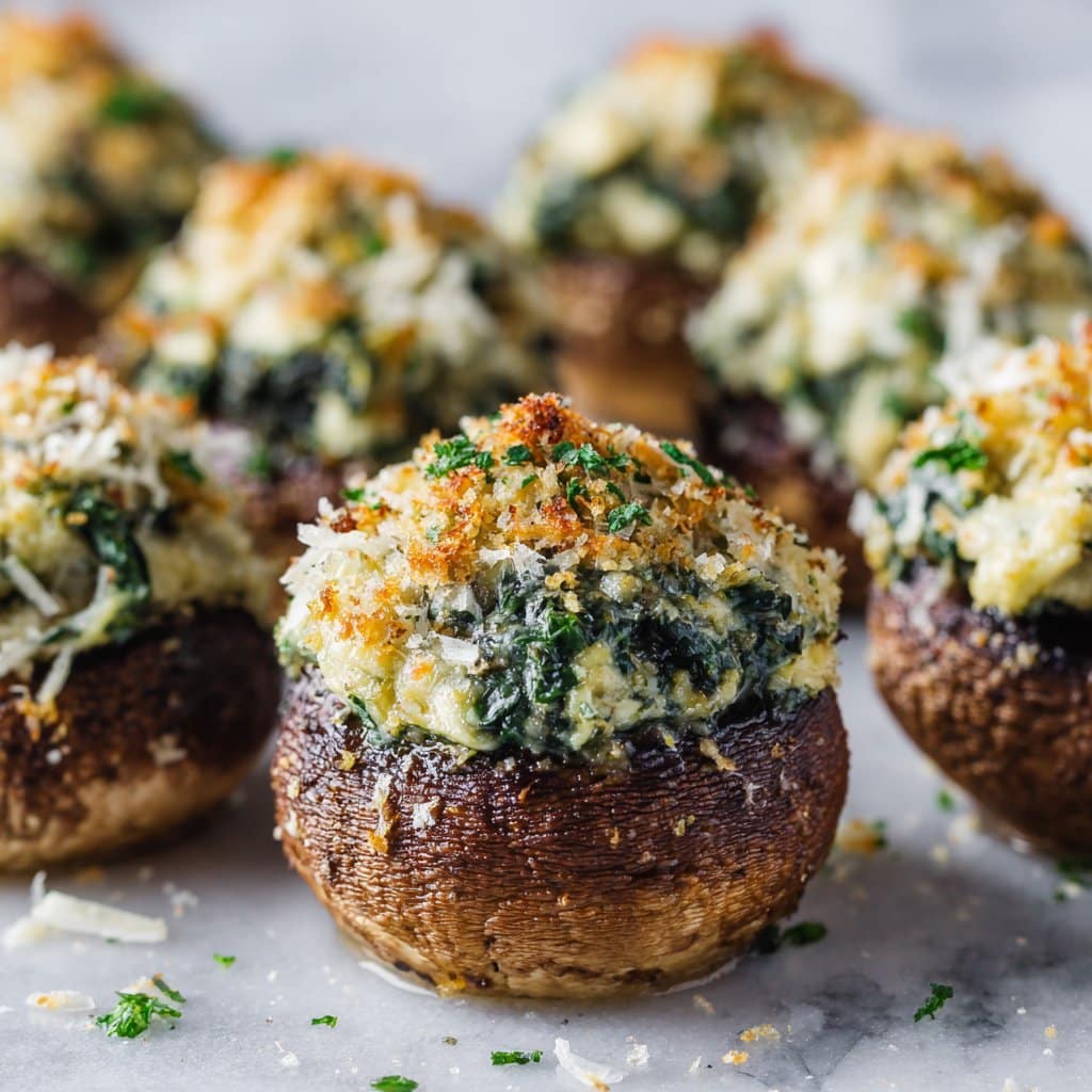 Spinach Artichoke Stuffed Mushrooms with Parmesan