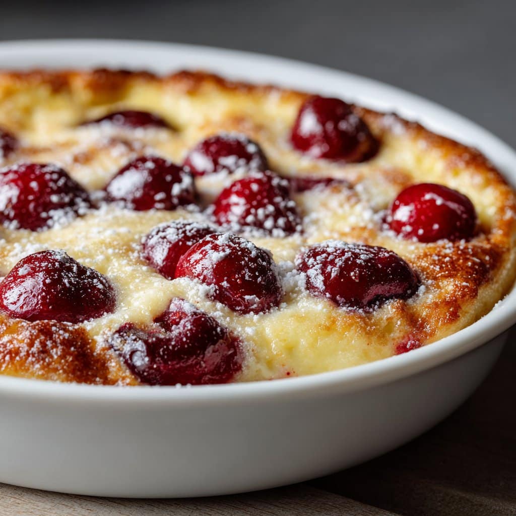 Simple Cherry Clafoutis with Vanilla Custard