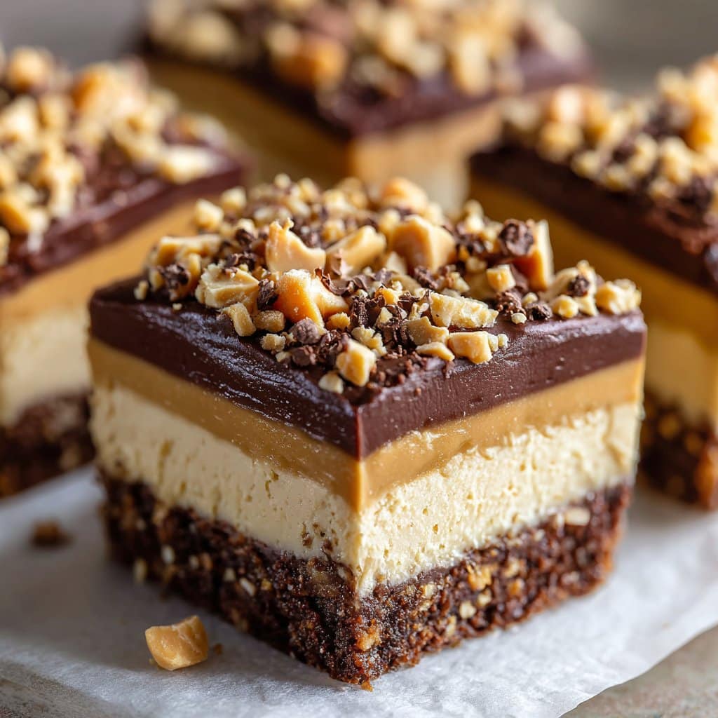 No-Bake Chocolate Peanut Butter Cheesecake Bars