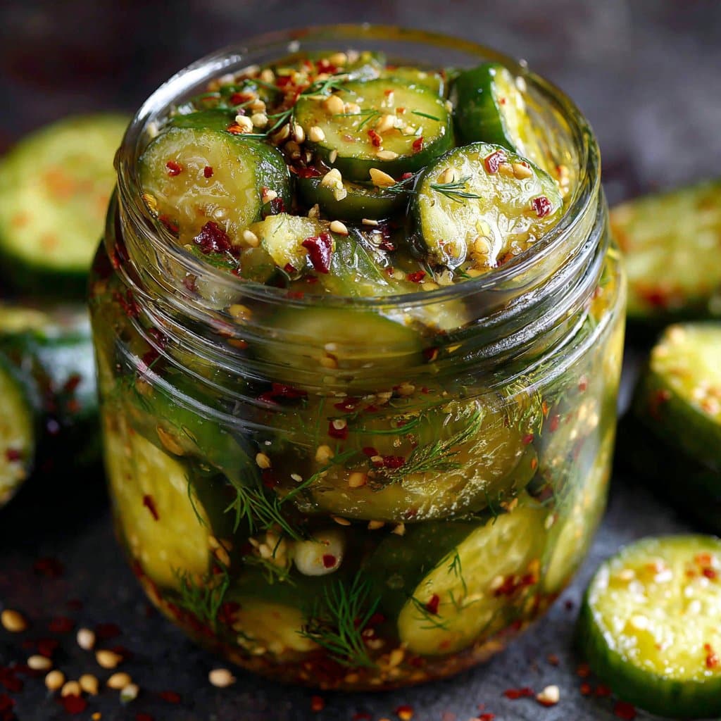 Sweet and Spicy Pickles with Garlic and Dill