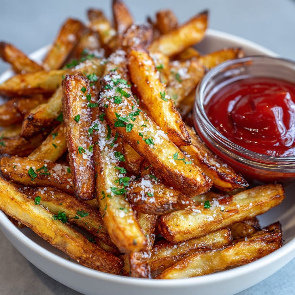 Crispy French Fries with Sea Salt and Ketchup