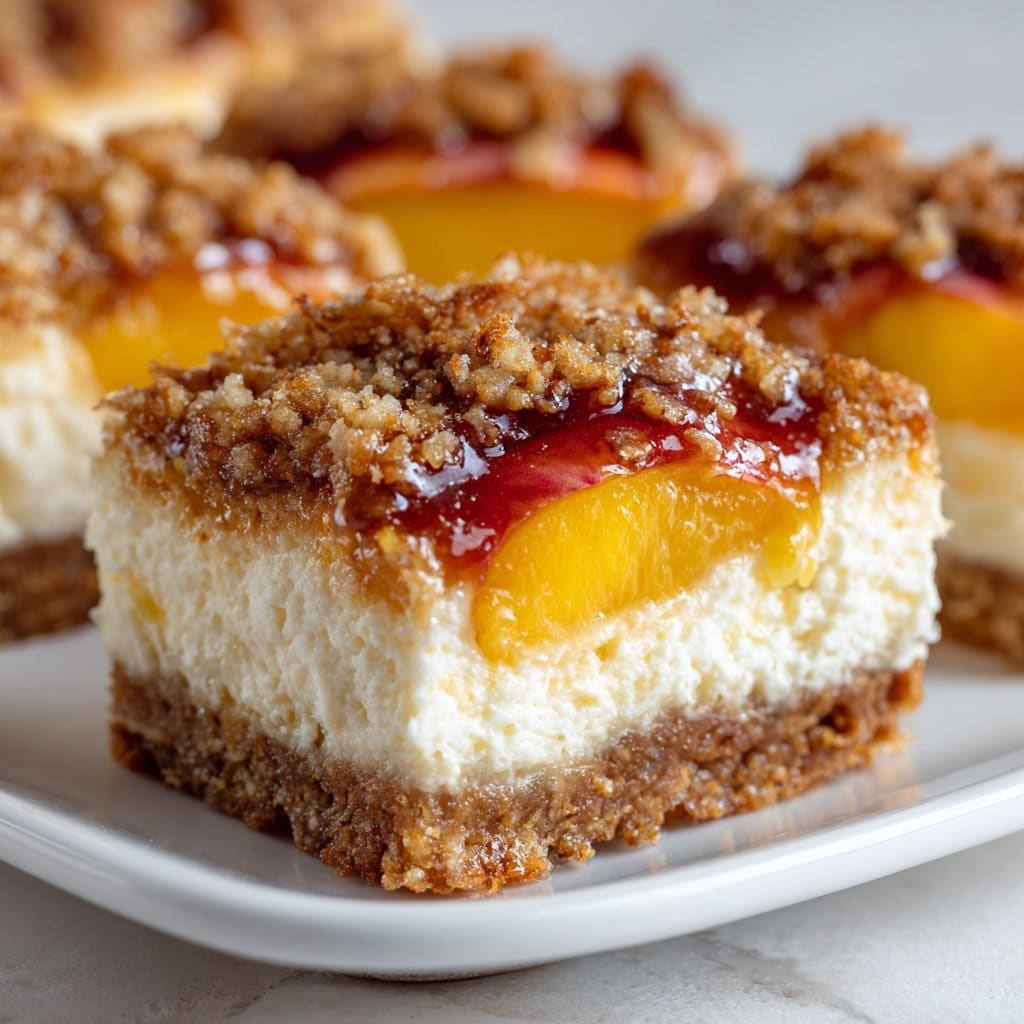 Peach Cheesecake Bars with Oatmeal Crust