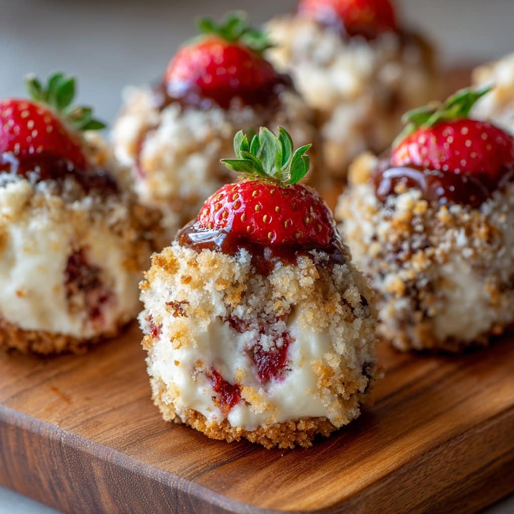 Strawberry Cheesecake Crunch Bites with Cookie Crumble