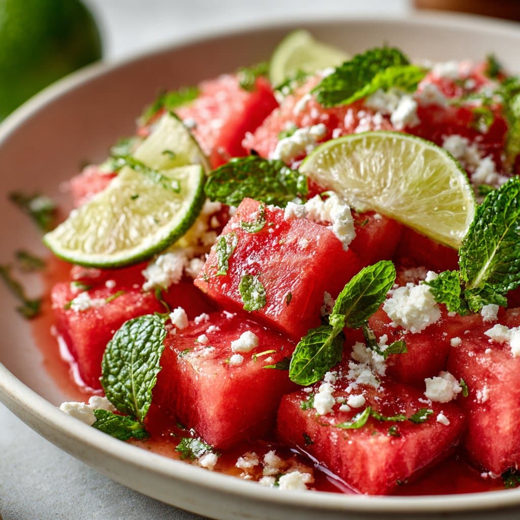 Watermelon Salad with Mint, Feta and Lime