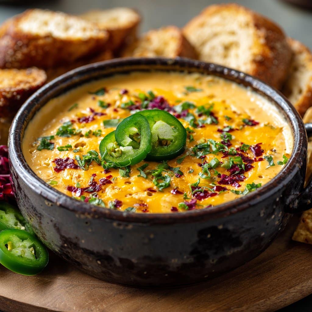 Queso Dip with Jalapeños and Cheddar Cheese