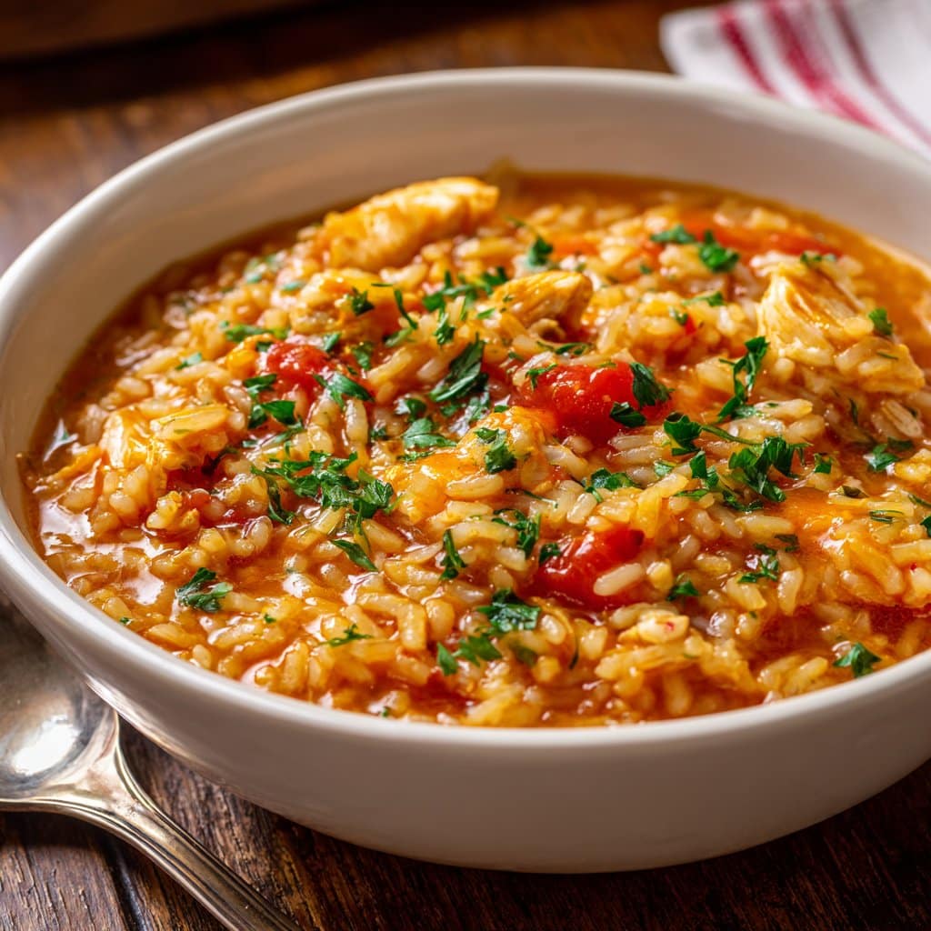 Spanish Rice with Tomato and Chicken Broth