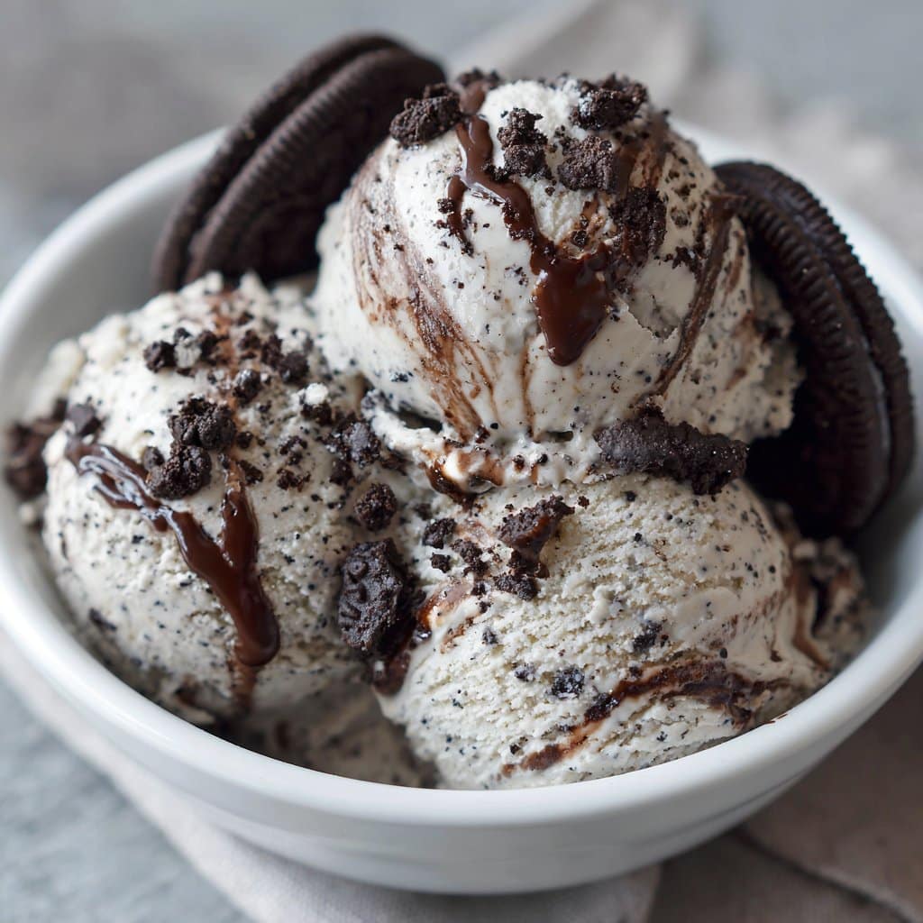 Oreo Ice Cream with Chocolate Fudge Swirl