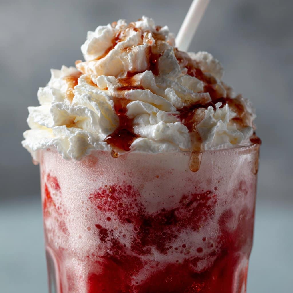 Italian Soda with Strawberry Syrup and Cream