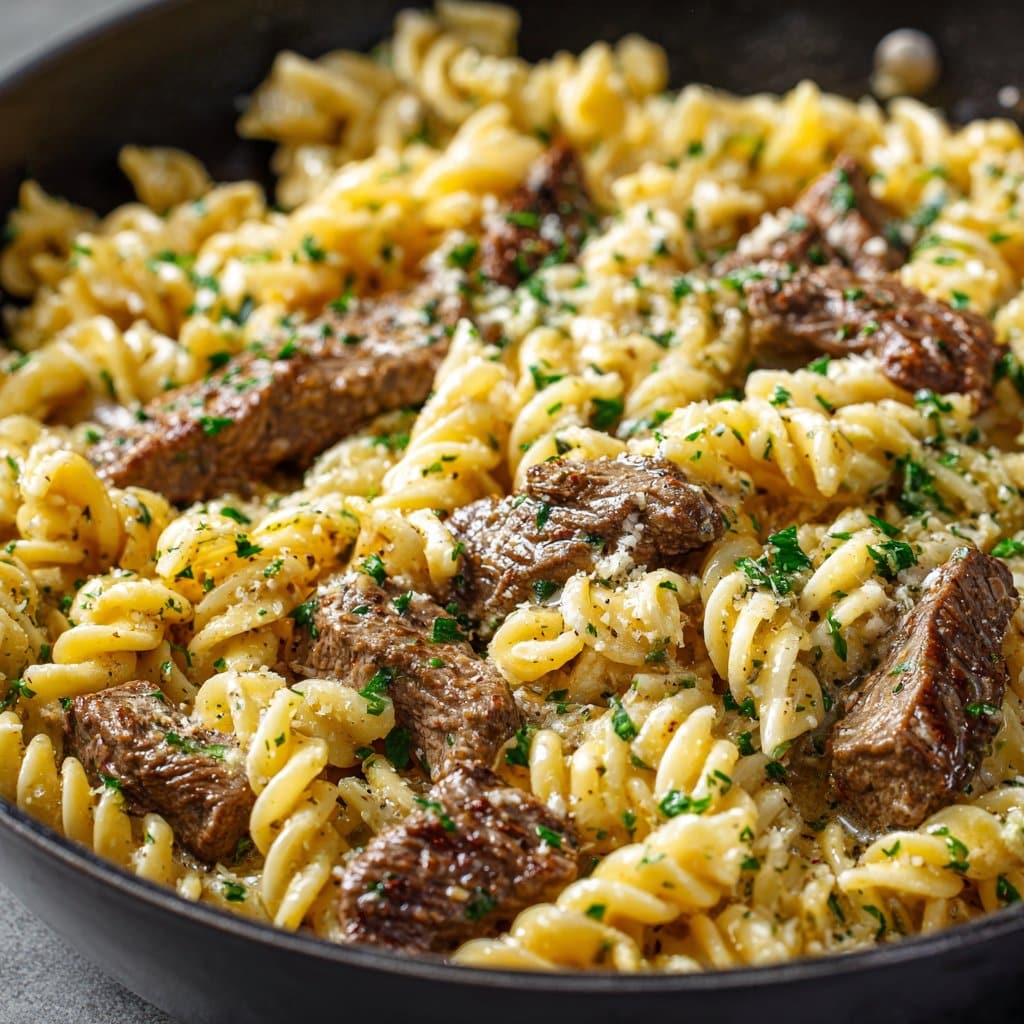 Creamy Garlic Butter Steak Pasta in One Pot