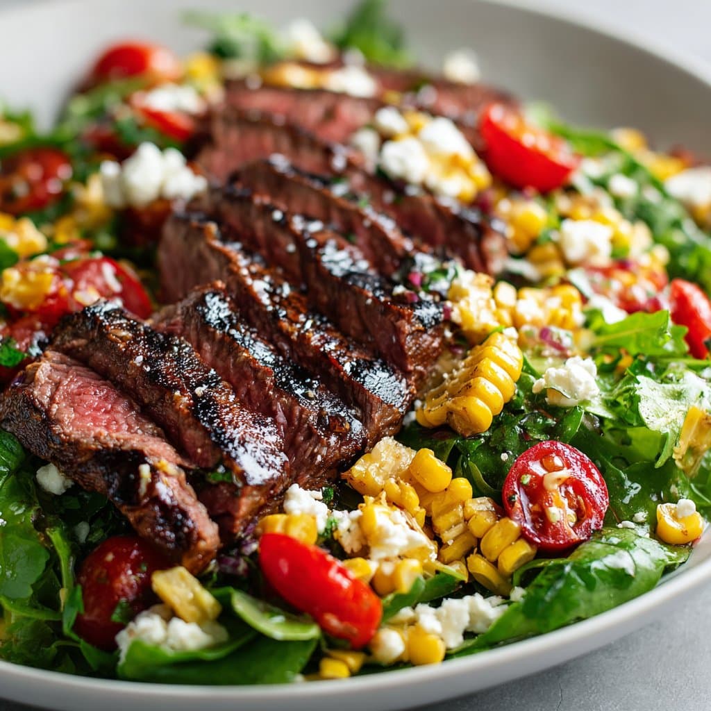 Grilled Balsamic Steak Salad with Sweet Corn