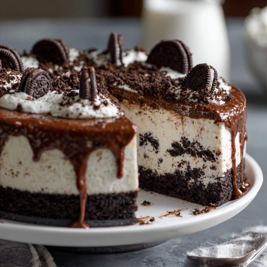 Oreo Ice Cream Cake with Chocolate Cookie Crust