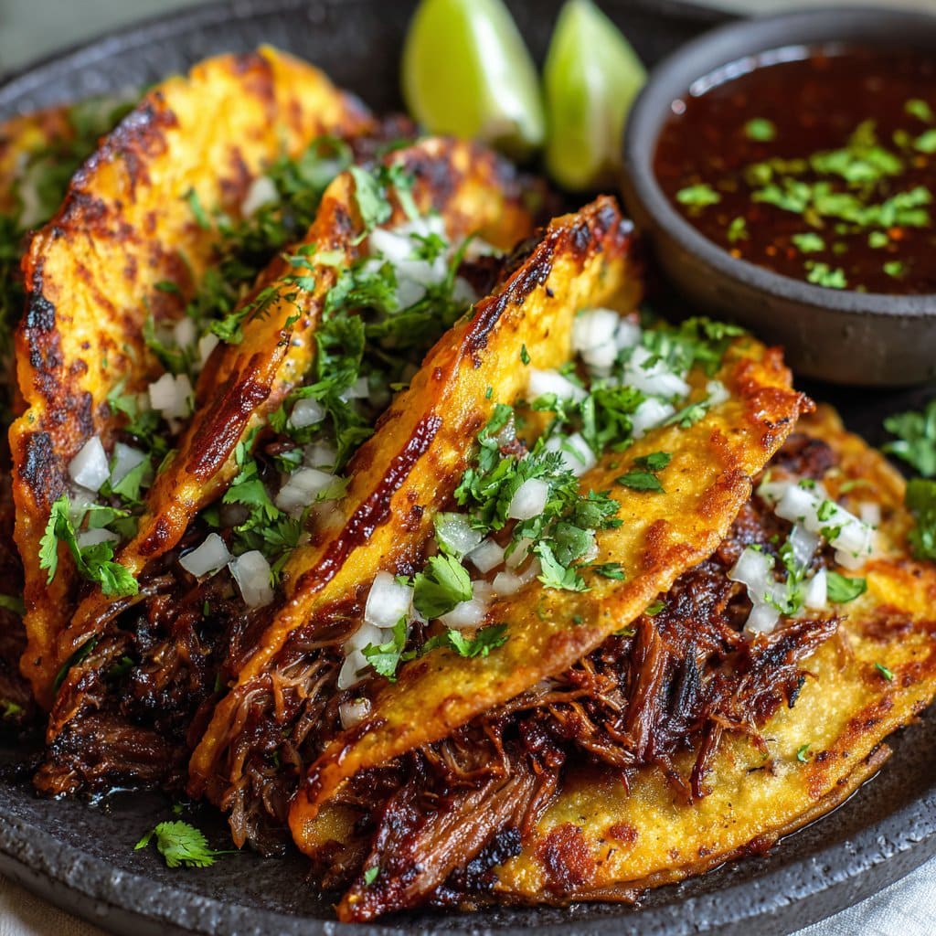 Birria Tacos with Crispy Pan-Fried Tortillas