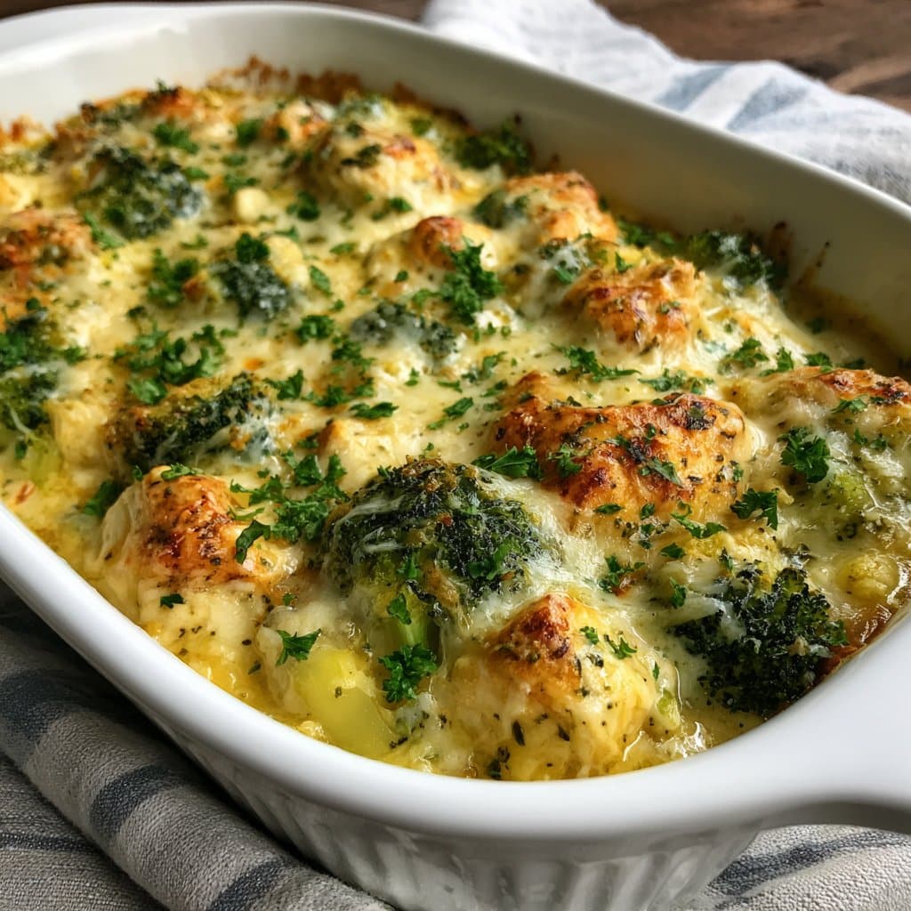Low Carb Chicken Casserole with Broccoli and Cheese