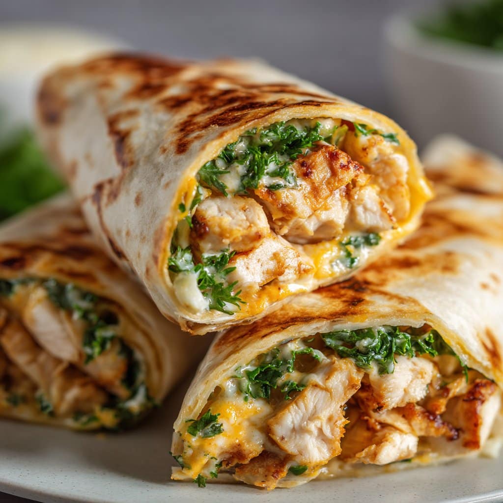 Cheesy Garlic Chicken Wraps in 25 Minutes