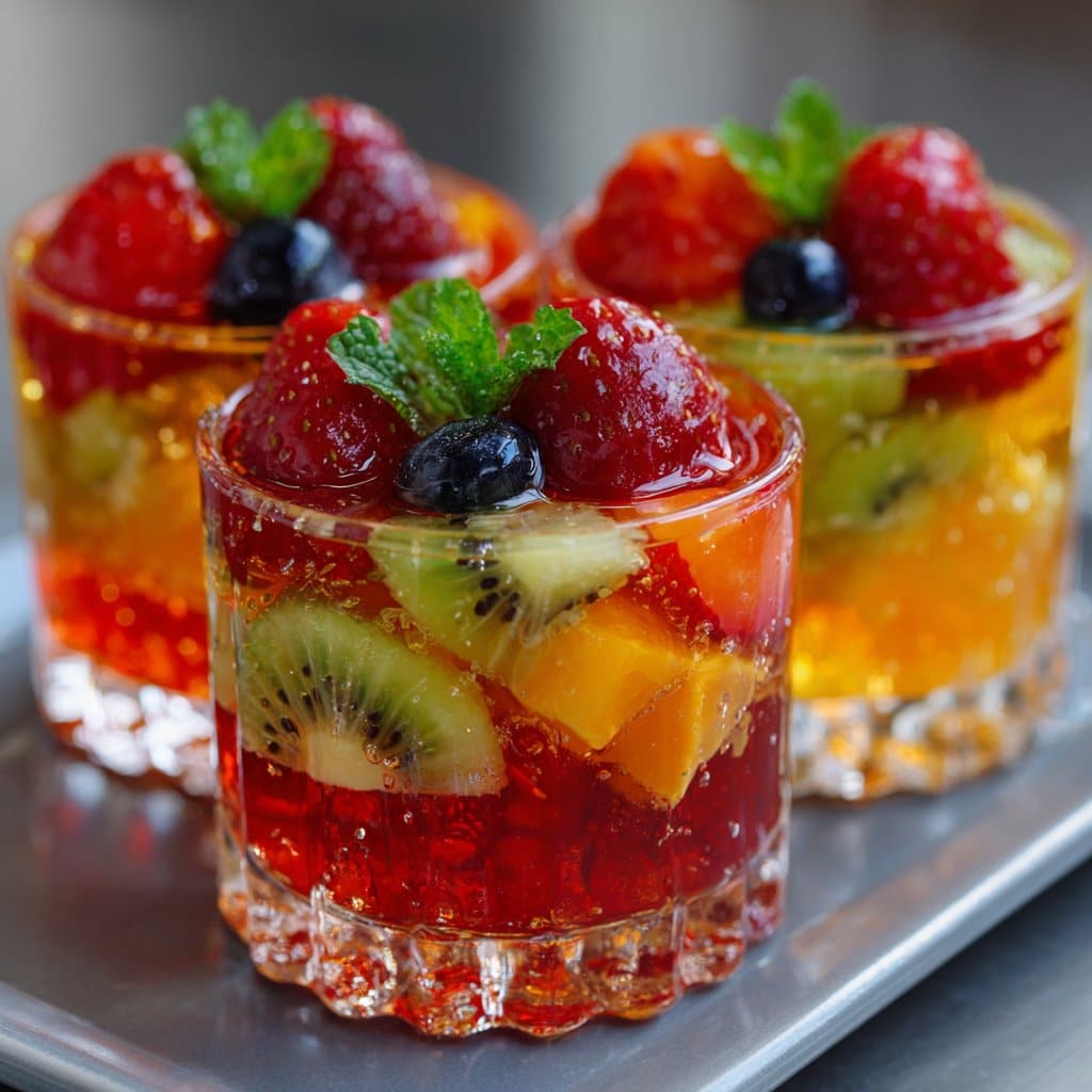 Summer Jello Shots with Fresh Fruit Inside