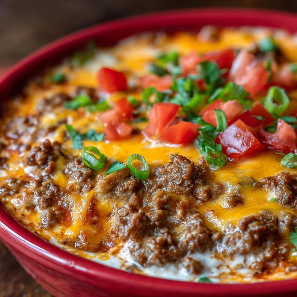 Rotel Dip with Ground Beef and Cheese