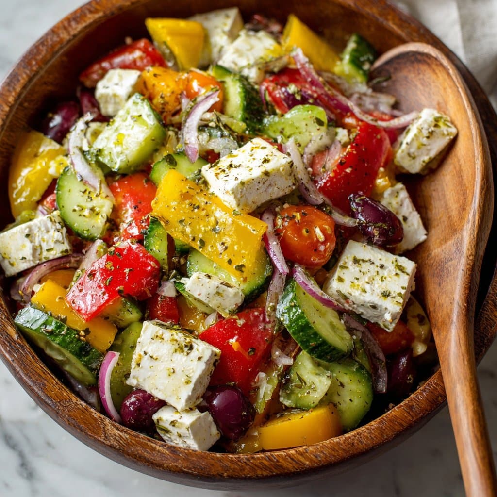 Greek Salad with Feta and Lemon Vinaigrette