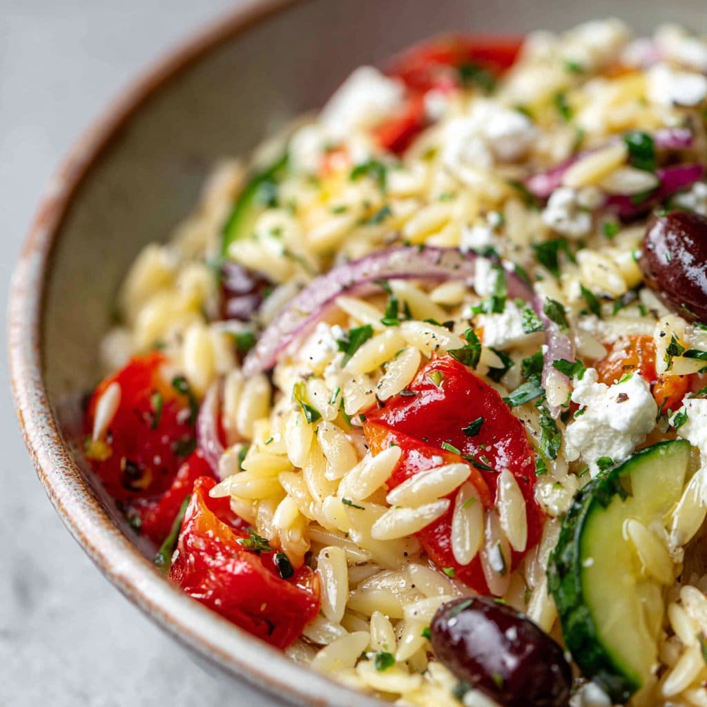 Creamy Greek Orzo Pasta Salad with Feta