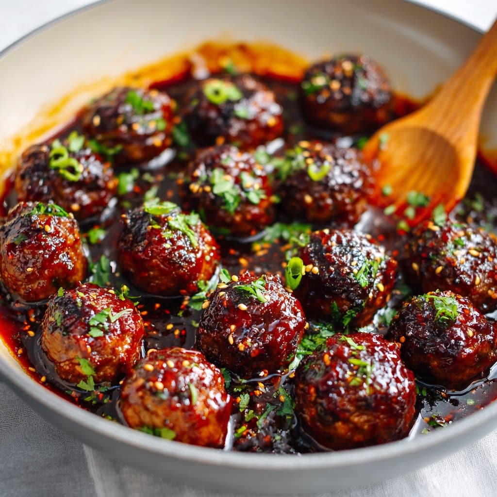Korean BBQ Meatballs with Gochujang Glaze