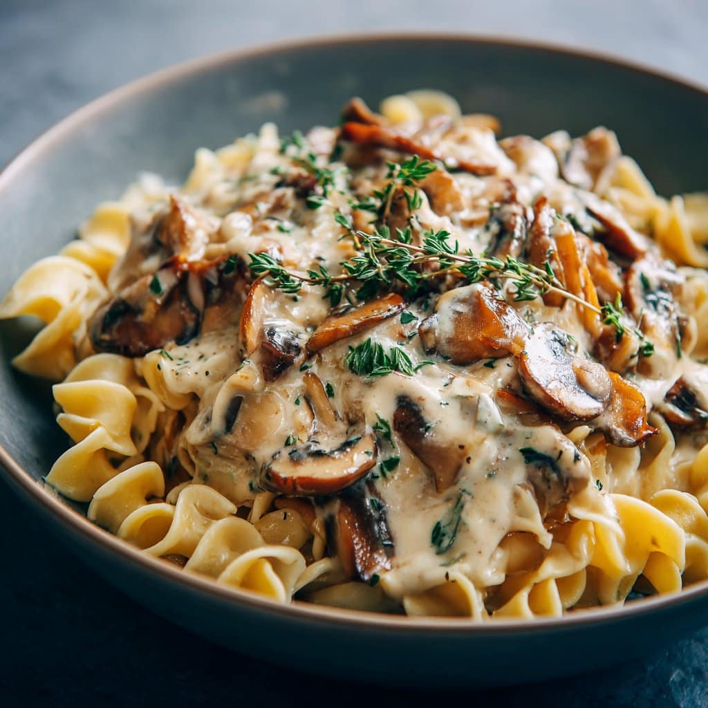 Vegetarian Mushroom Stroganoff with Cream Sauce