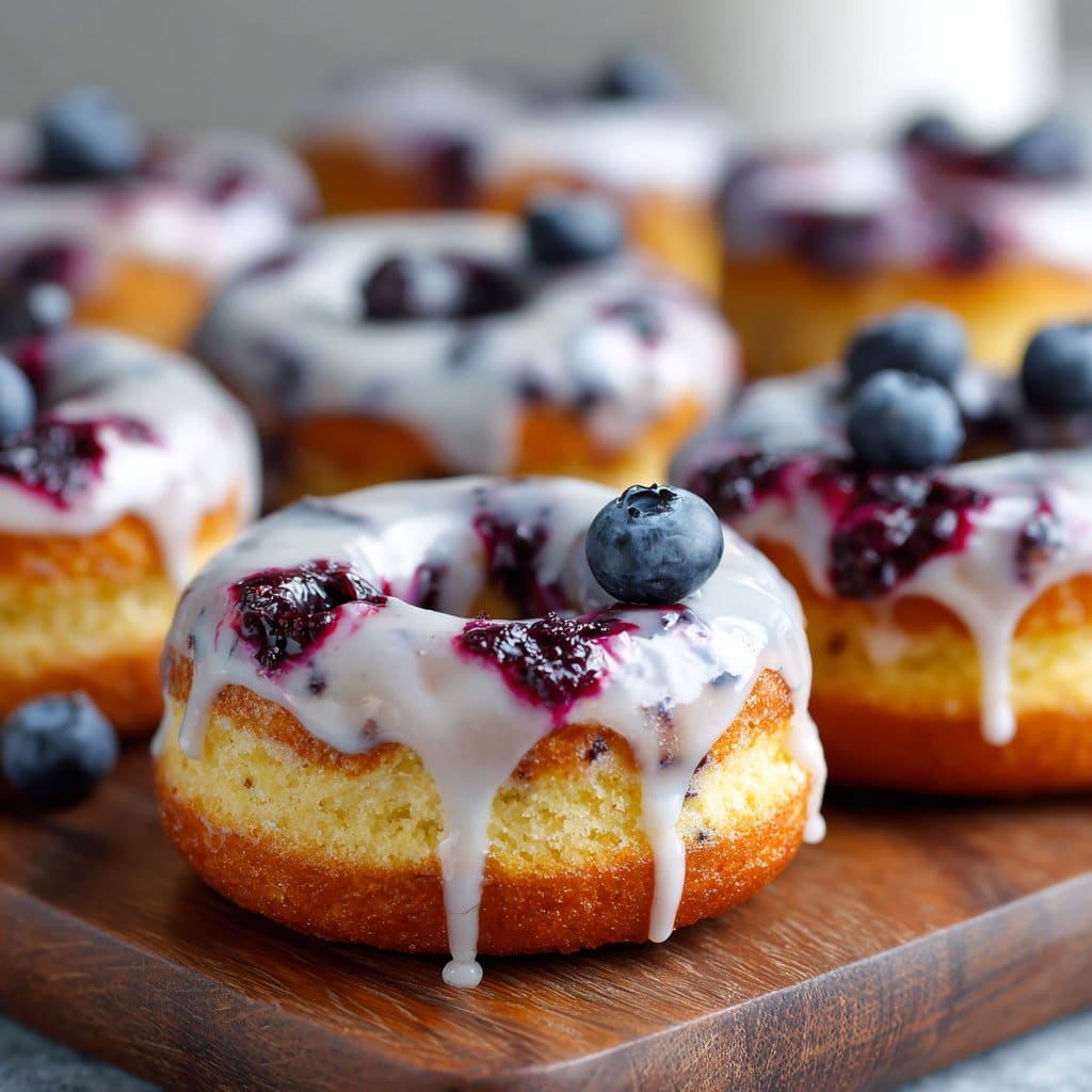 Mini Blueberry Cake Donuts with Glaze