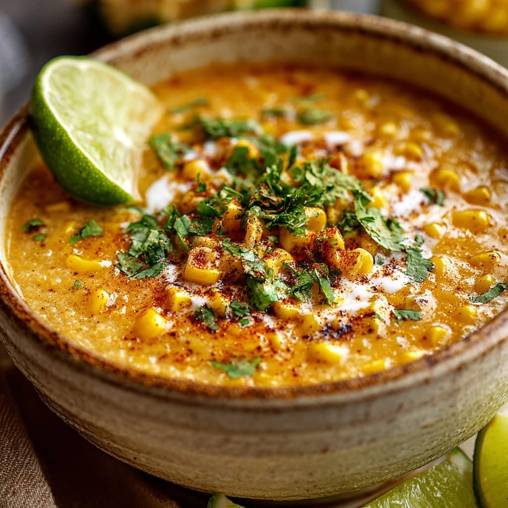 Mexican Street Corn Soup with Lime