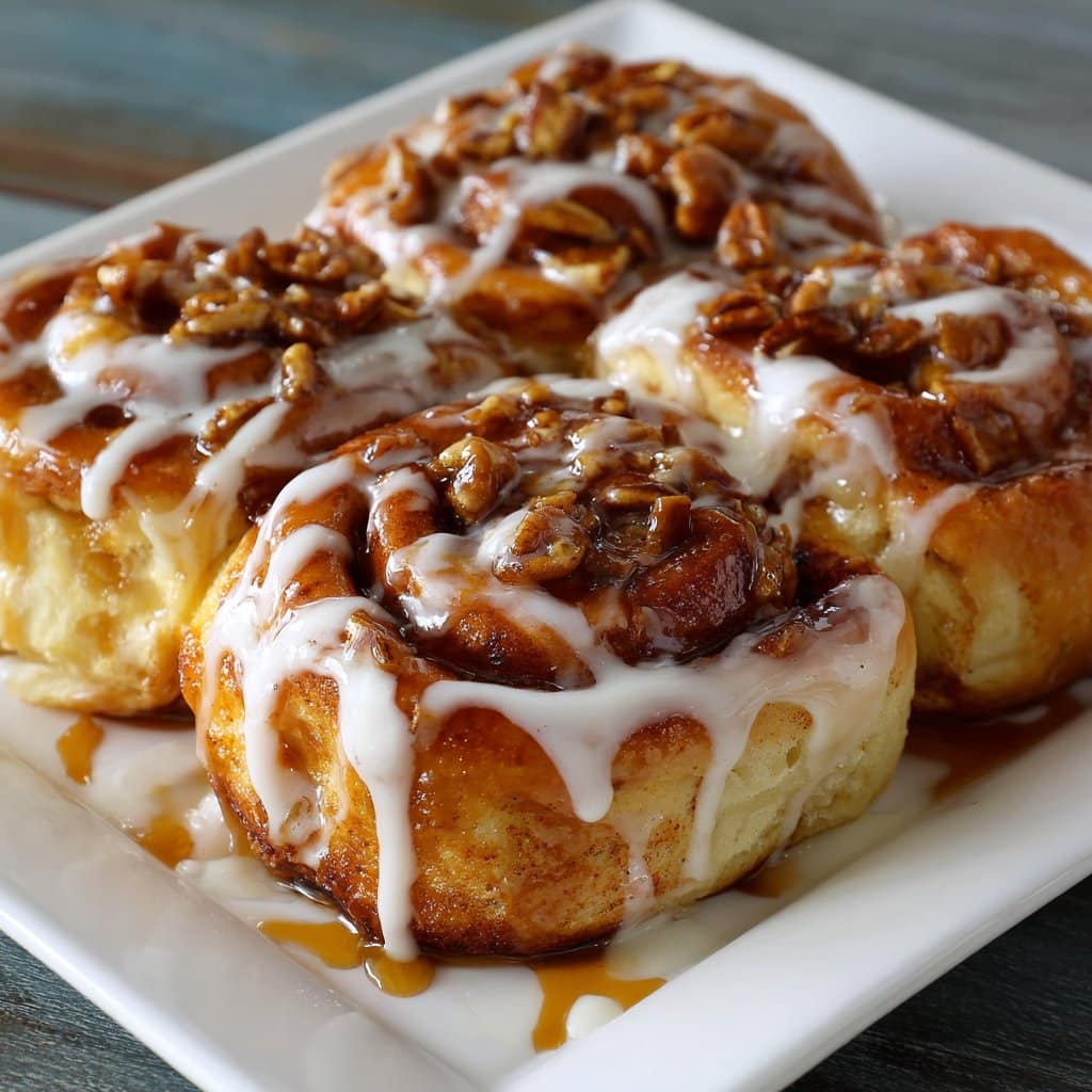 Caramel Apple Cinnamon Rolls with Glaze