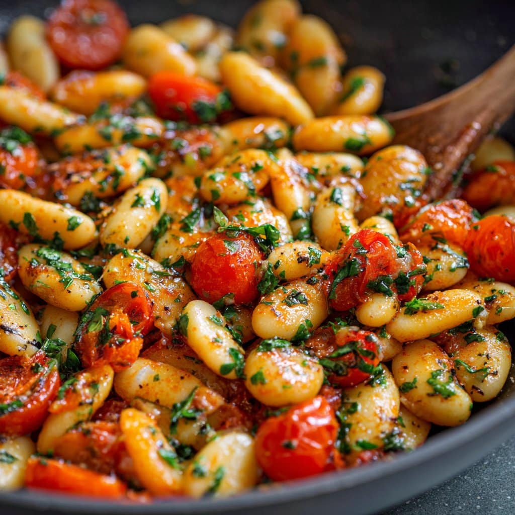 Tomato Basil Butter Beans with Garlic