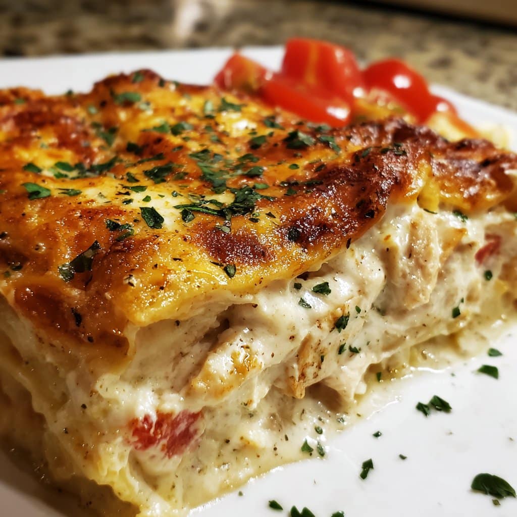 Chicken Alfredo Lasagna with Creamy Sauce