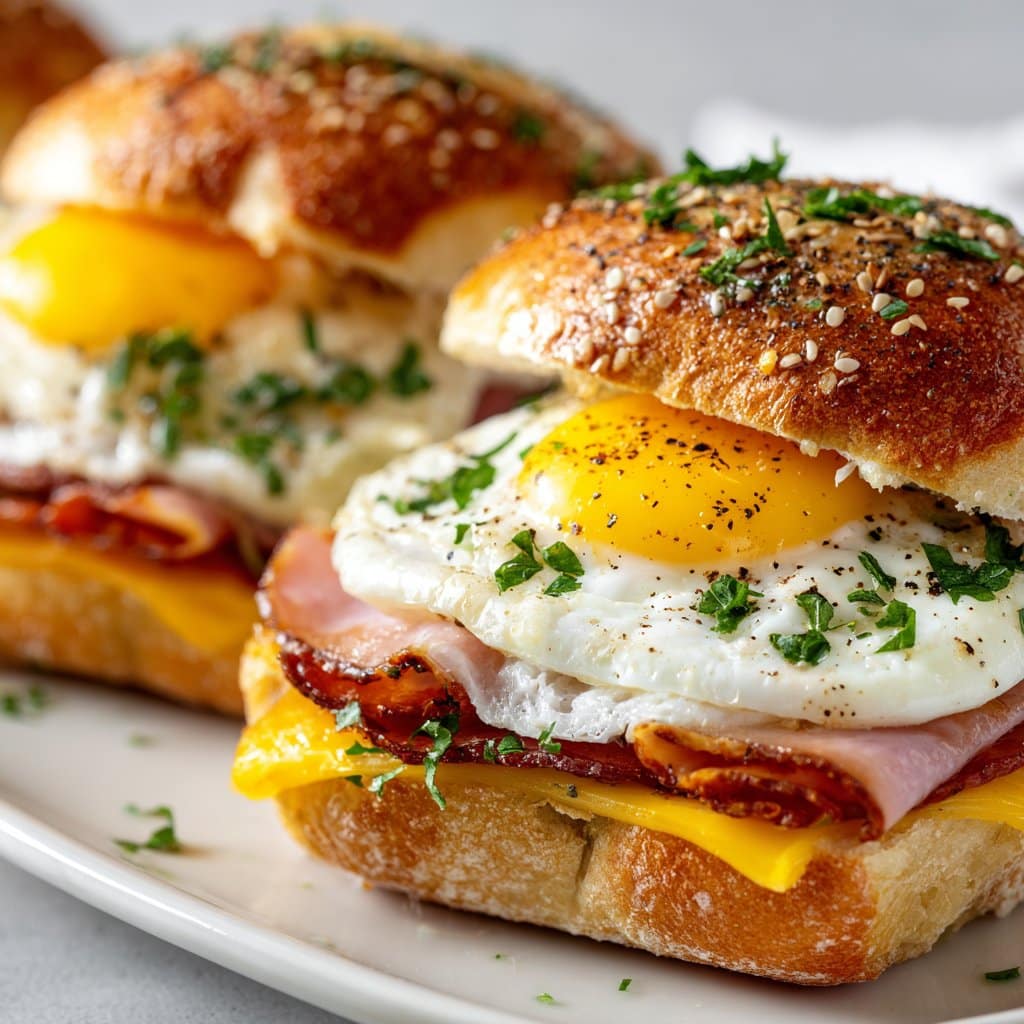 Egg and Ham Breakfast Sandwiches