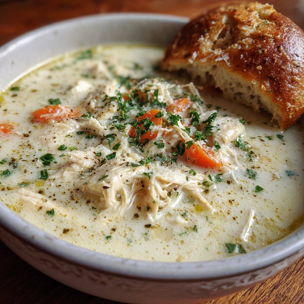Roasted Garlic White Chicken Soup