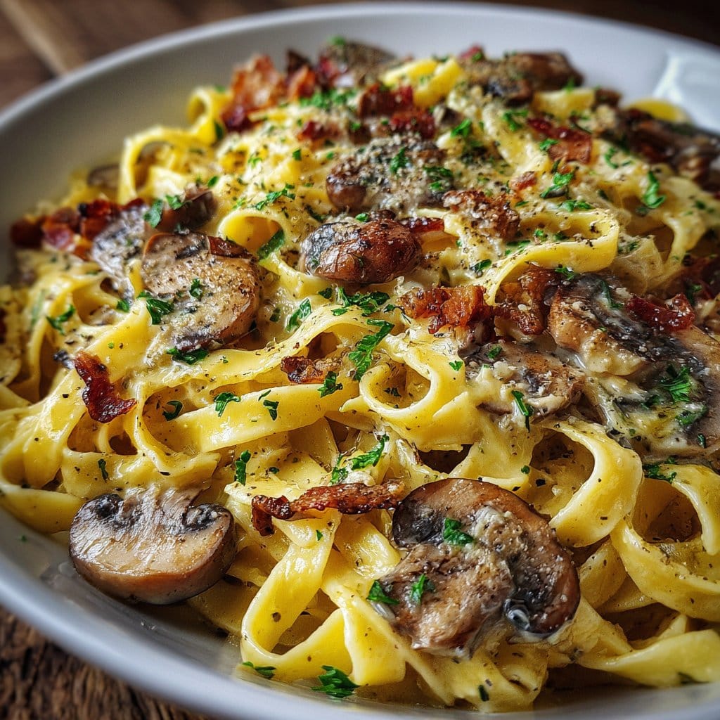 Tagliatelles with Mushroom Carbonara