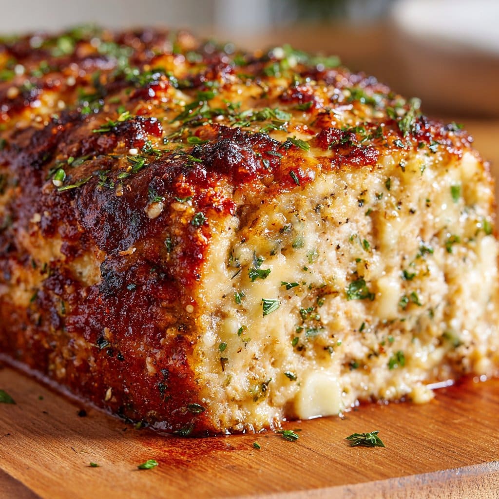Garlic Parmesan Chicken Meatloaf Bake