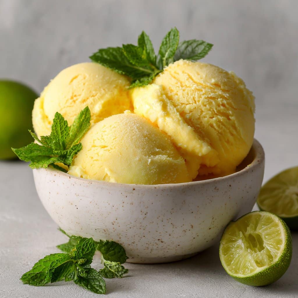 Mango Sorbet in Lime Shells