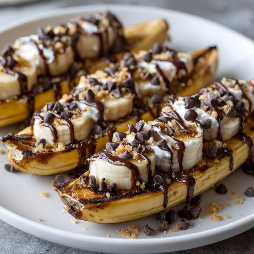 Grilled Banana Boats with Chocolate Chips