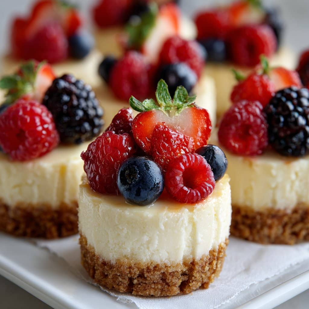 Mini Cheesecake Bites with Fresh Berries – Perfect for Showers