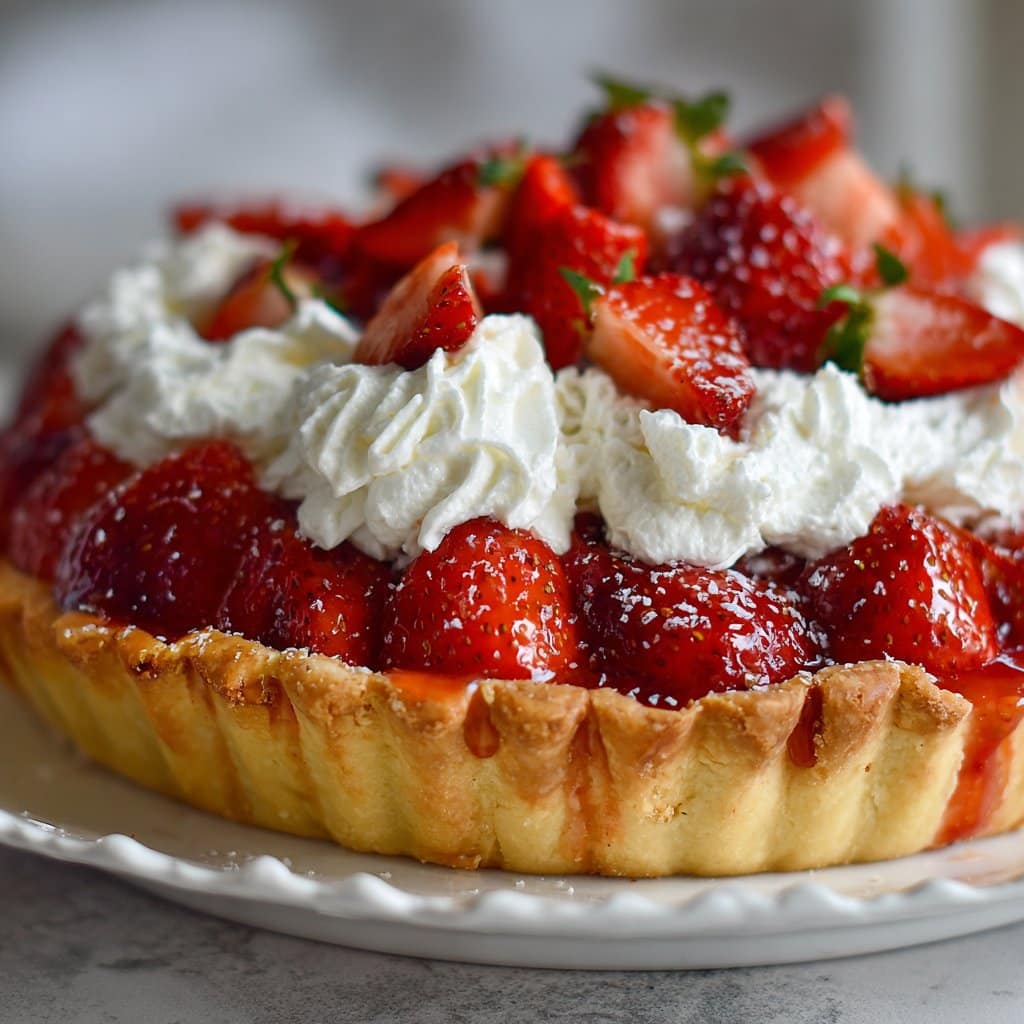 Summer Strawberry Pie with Whipped Cream Topping