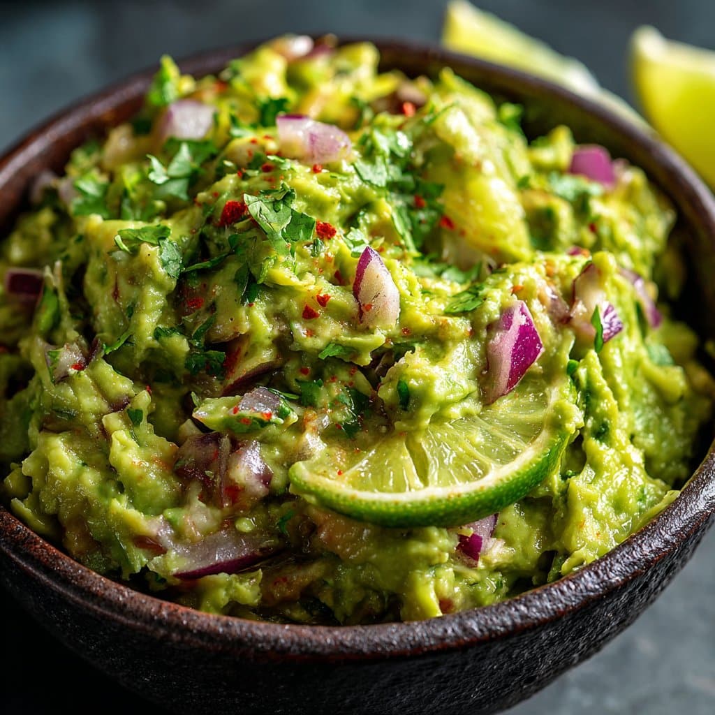 Fresh Guacamole Recipe with Lime and Red Onion