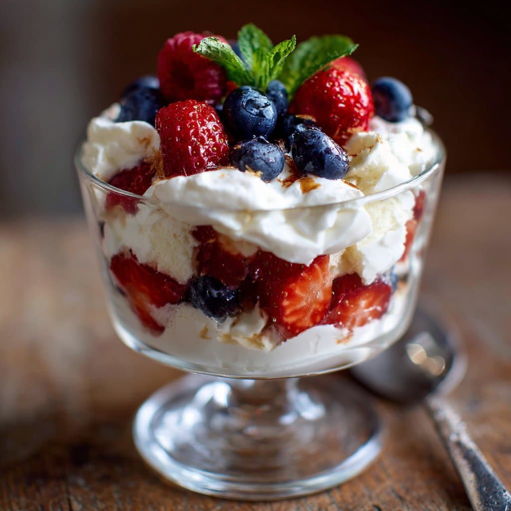 Easy Summer Dessert Eton Mess with Berries and Cream