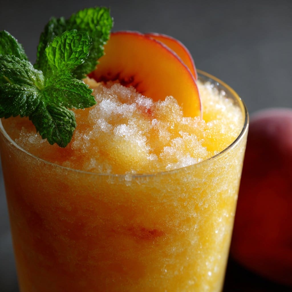 Peach Slush Drink with Real Fruit and Ice