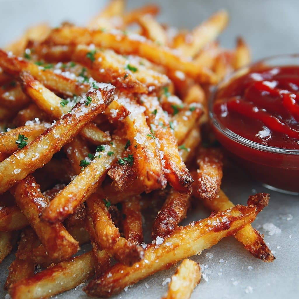 Crispy French Fries with Sea Salt and Ketchup