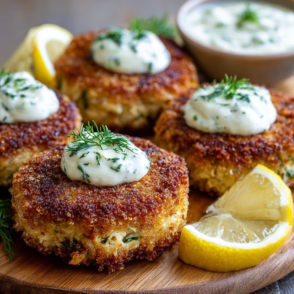 Crispy Crab Cakes with Lemon Dill Sauce