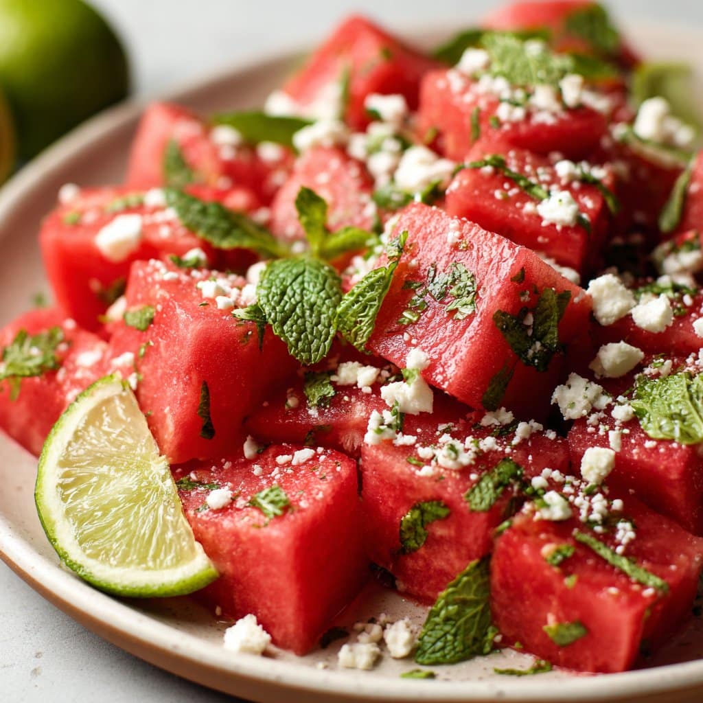 Watermelon Salad with Mint, Feta and Lime